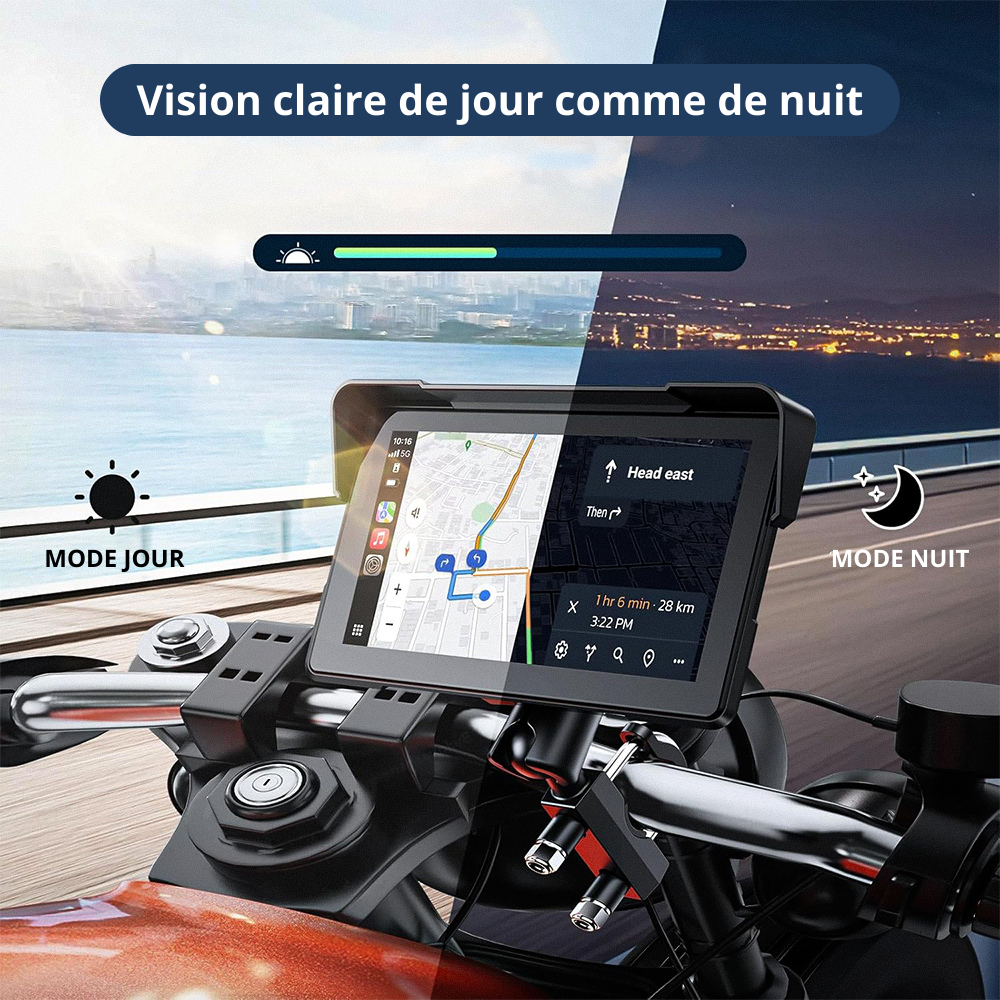 Rideking™ Écran Moto Connecté – CarPlay & Android