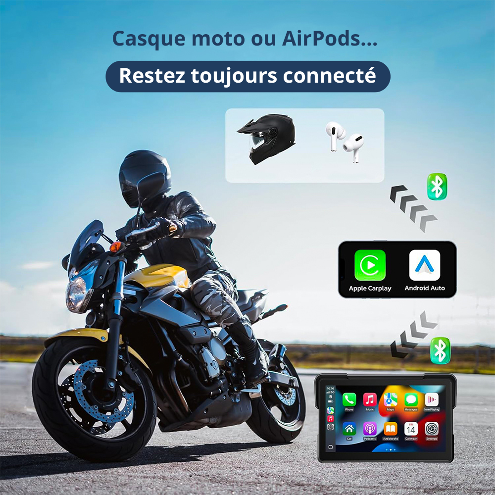 Rideking™ Écran Moto Connecté – CarPlay & Android