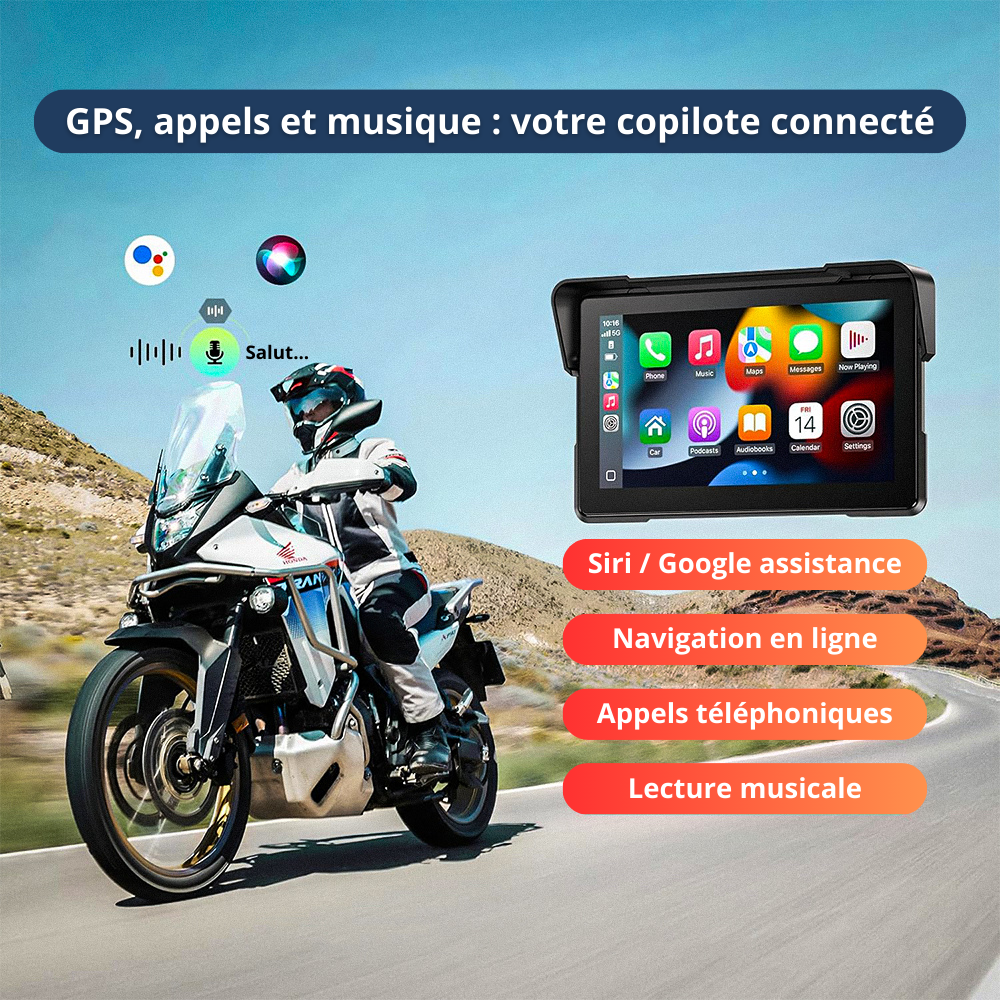 Rideking™ Écran Moto Connecté – CarPlay & Android