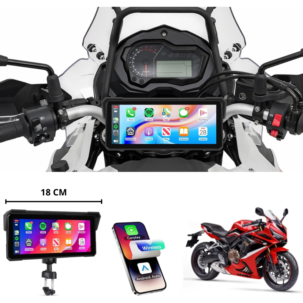 Rideking™ Écran Moto Connecté – CarPlay & Android
