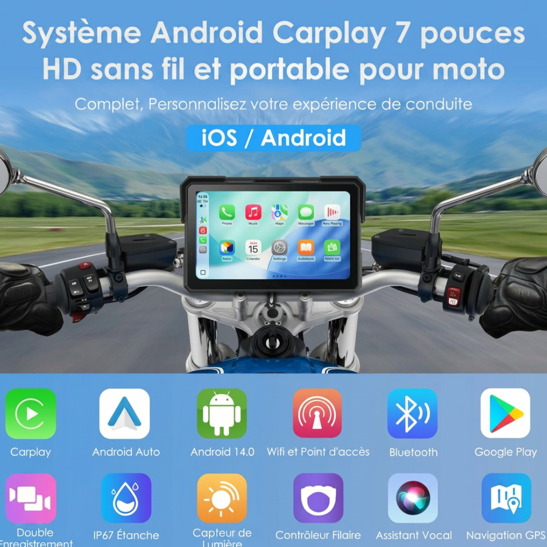 Carplay Portable pour Motos IOS & ANDROID