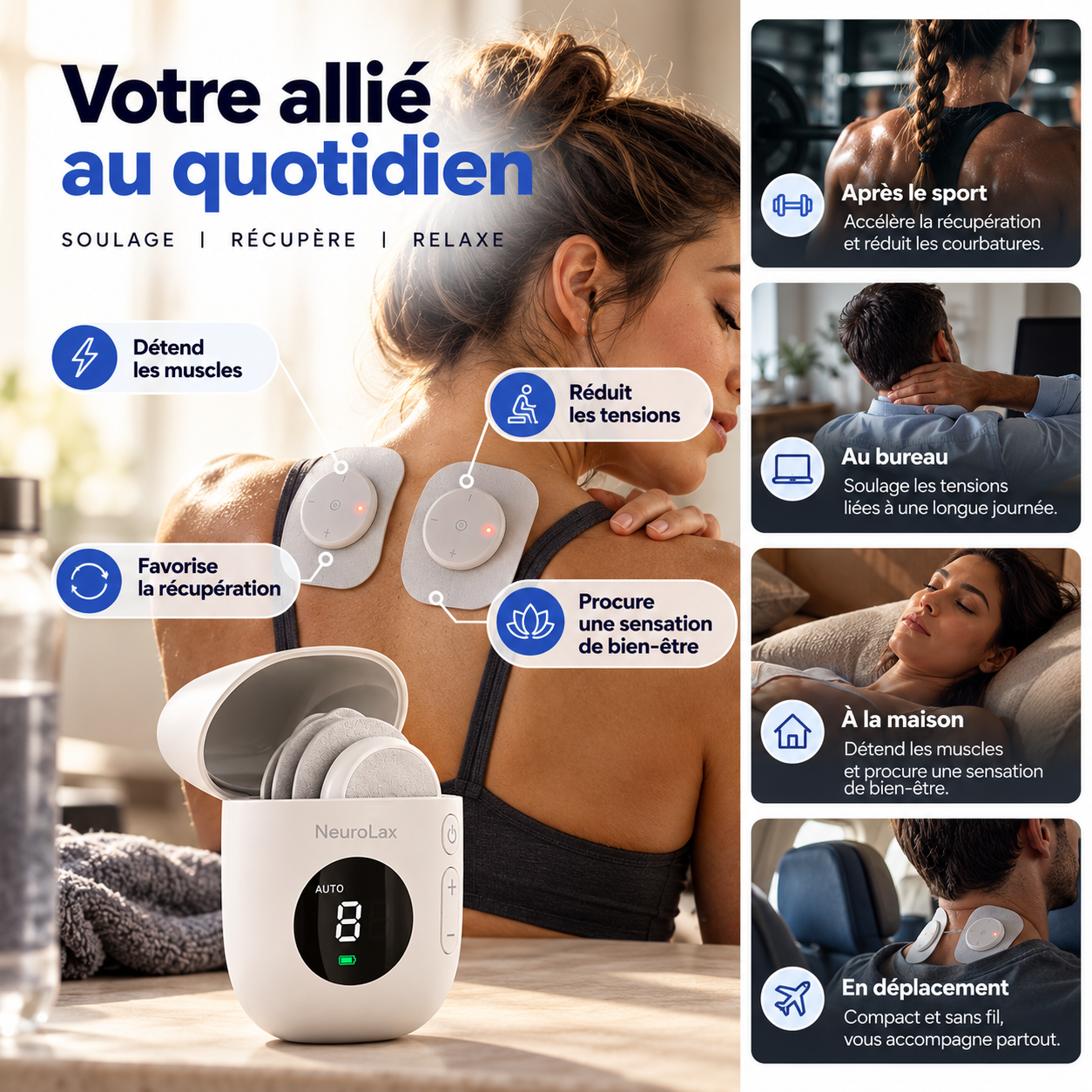 NeuroLax™️ — Appareil d'électrothérapie TENS/EMS